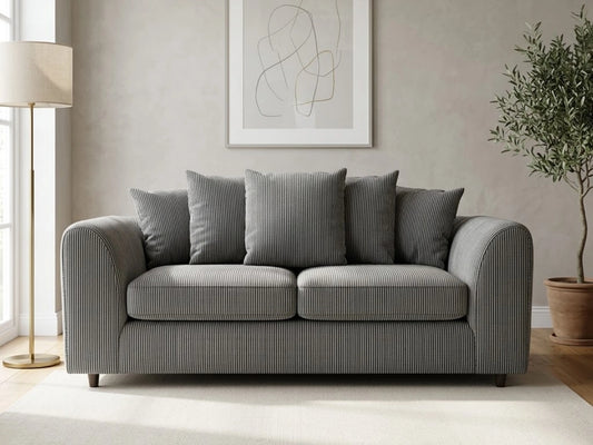Jumbo Cord 3 Seater Fabric Scatter Back Sofa