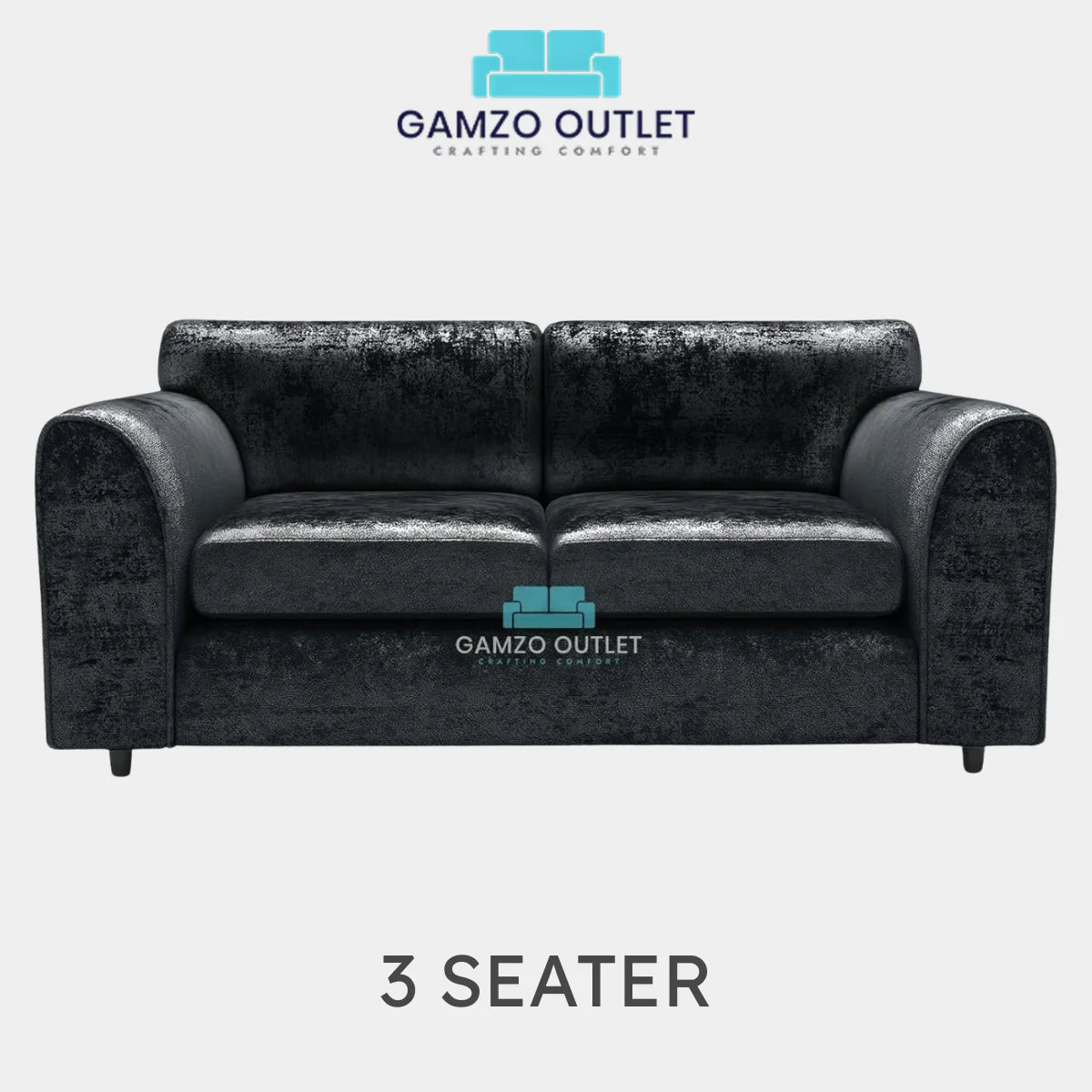 CRUSHED VELVET FULL BACK SOFA SET