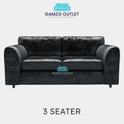 CRUSHED VELVET FULL BACK SOFA SET