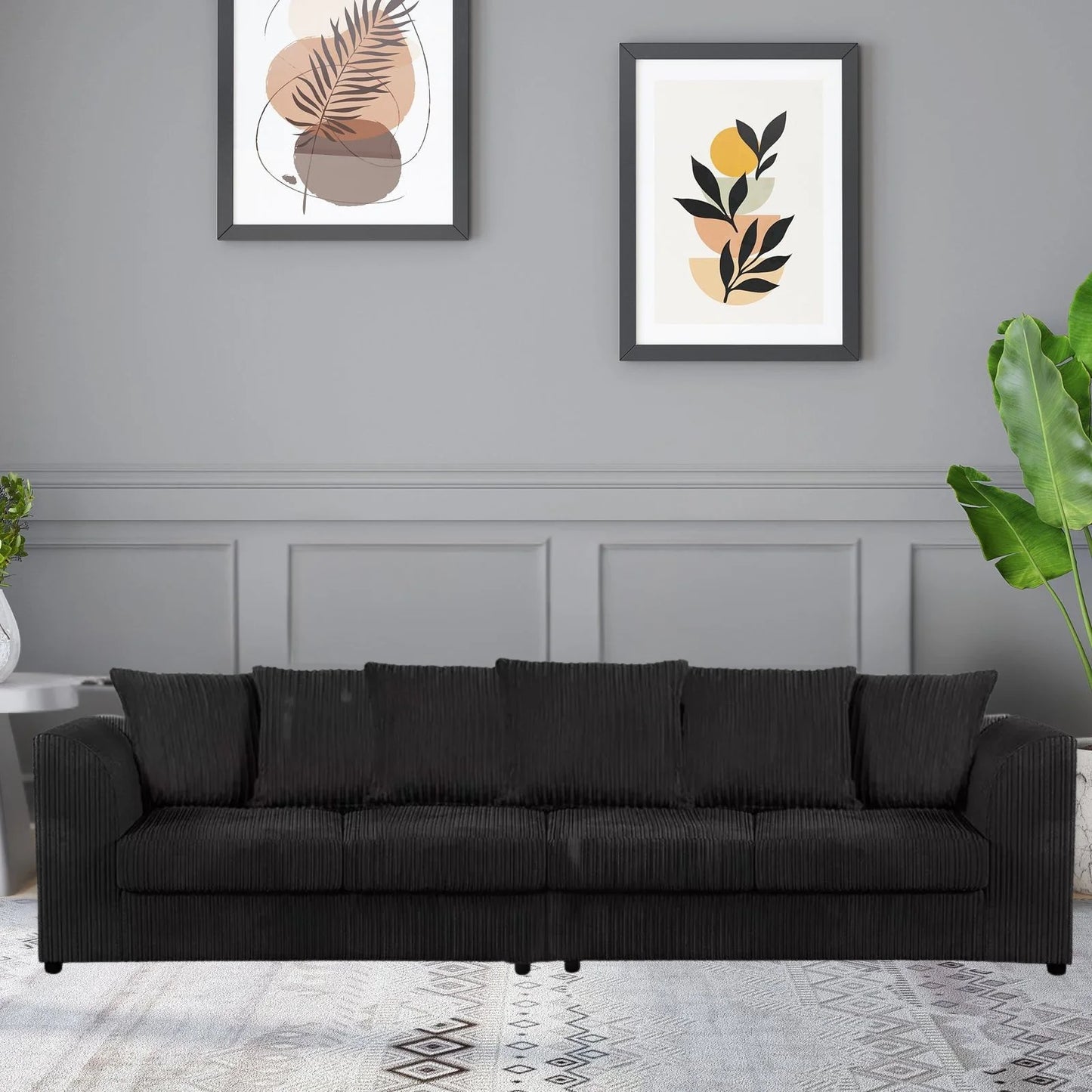 Jumbo Cord Fabric 4 Seater Scatter Back Sofa