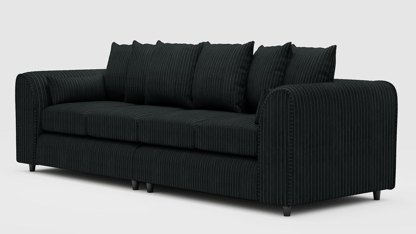 Jumbo Cord Fabric 4 Seater Scatter Back Sofa - Gamzo Outlet