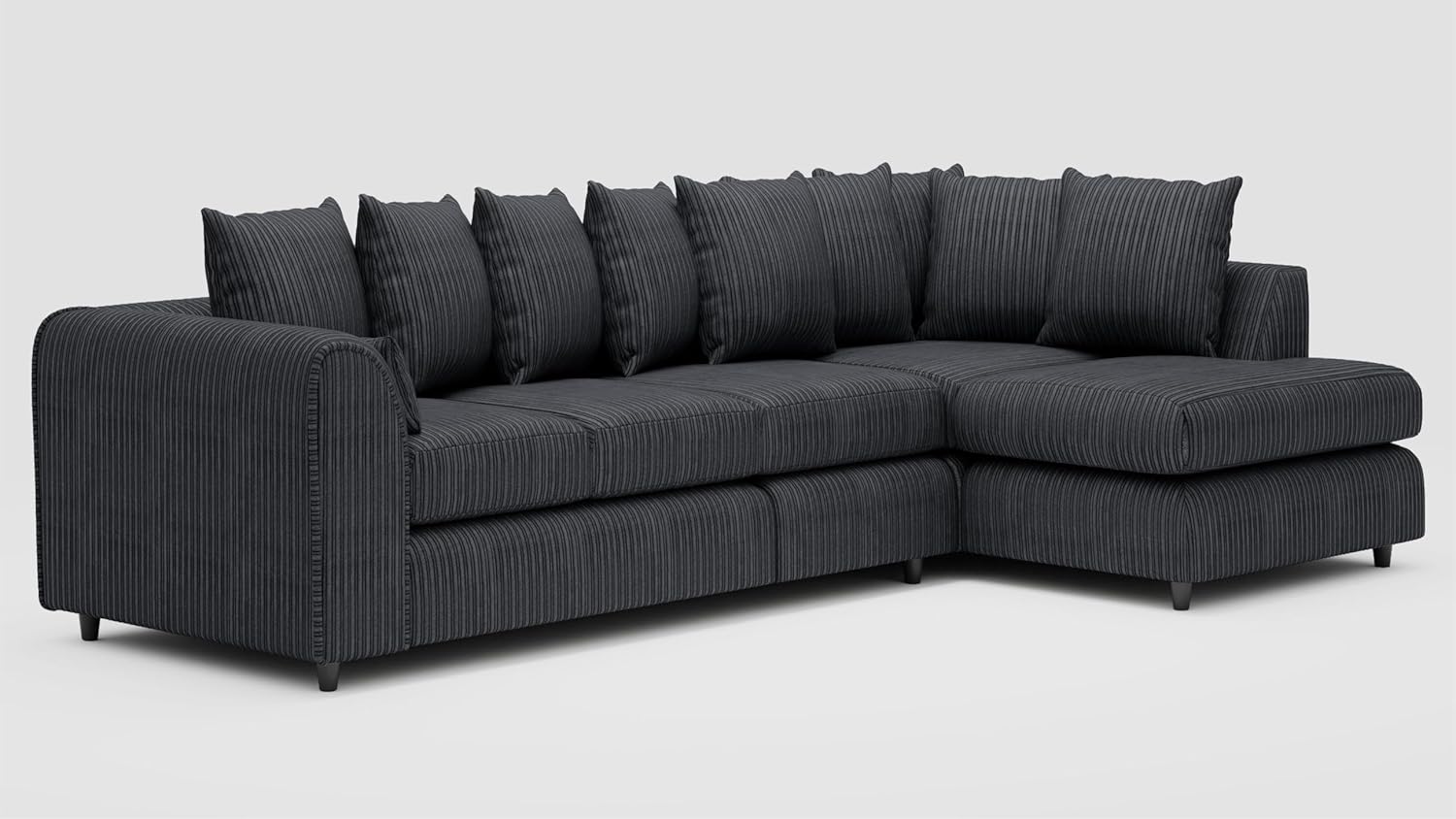 XL Jumbo Cord Fabric L Shape Scatter Back Sofa - Gamzo Outlet