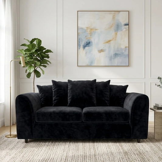 Plush Fabric 3 Seater Scatter Back Sofa