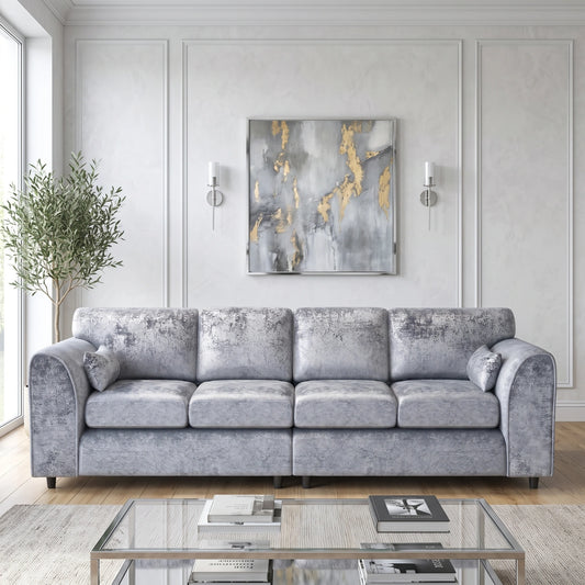 Crushed Velvet 4 Seater Full Back Sofa