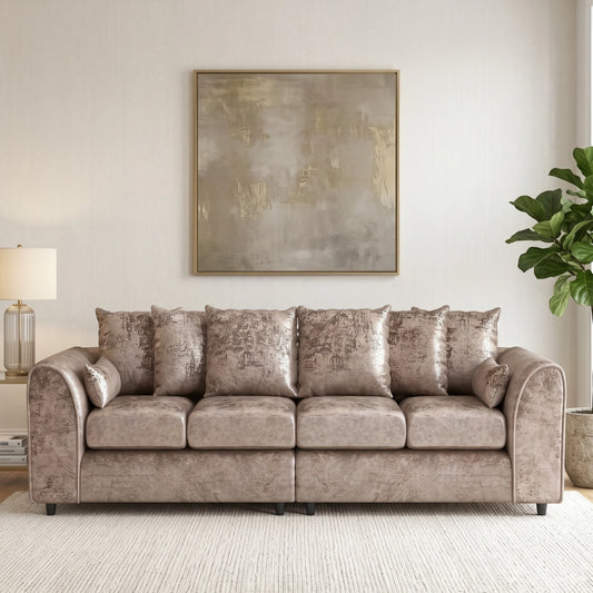 Crushed Velvet 4 Seater Scatter Back Sofa