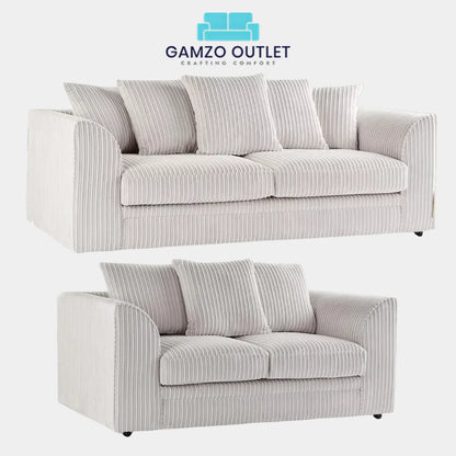 JUMBO CORD FABRIC SCATTER BACK SOFA SET