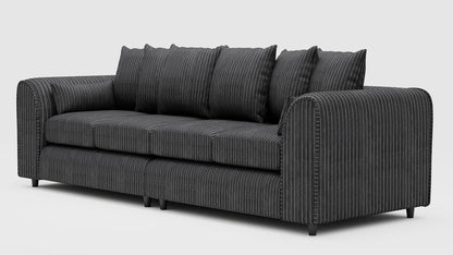 Jumbo Cord Fabric 4 Seater Scatter Back Sofa - Gamzo Outlet