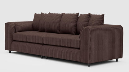 Jumbo Cord Fabric 4 Seater Scatter Back Sofa - Gamzo Outlet