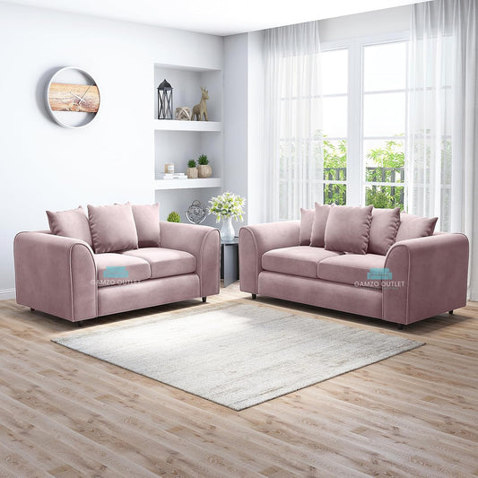 PLUSH FABRIC SCATTER BACK SOFA  SET - Gamzo Outlet