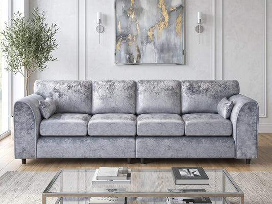 Crushed Velvet 4 Seater Full Back Sofa