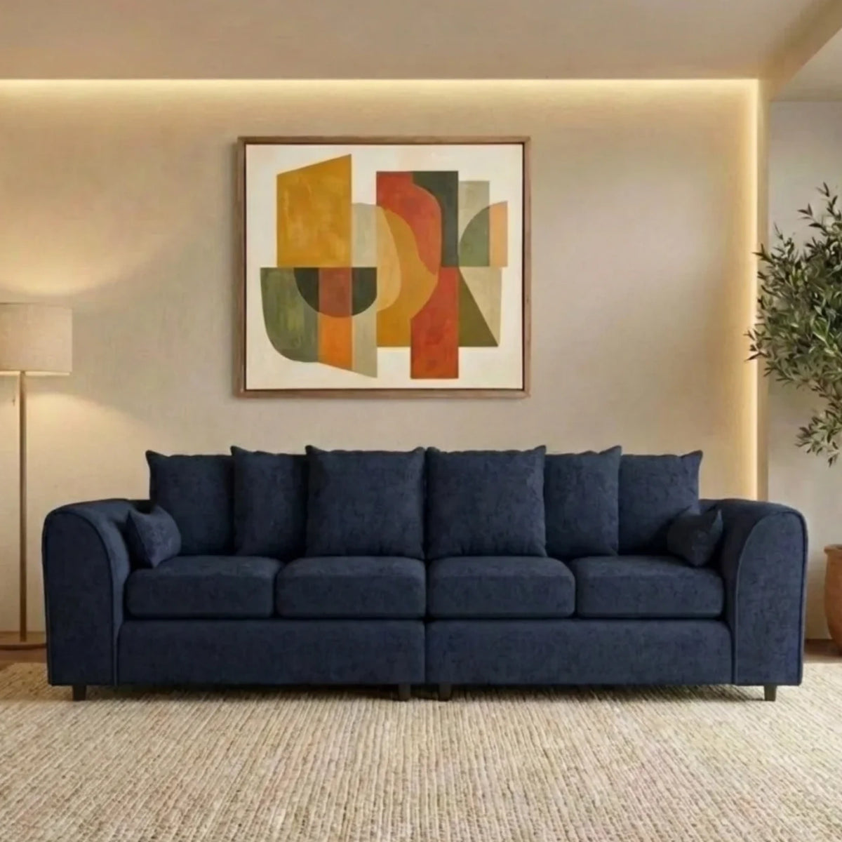 Alaska Fabric 4 Seater Scatter Back Sofa