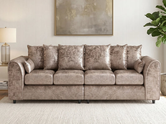 Crushed Velvet 4 Seater Scatter Back Sofa