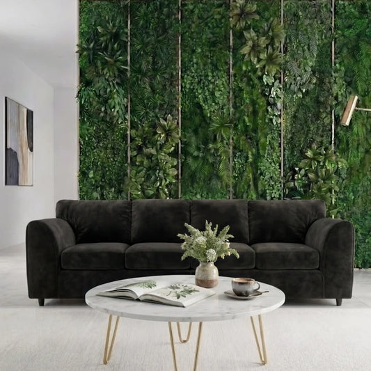 Plush Velvet 4 Seater Full Back Sofa