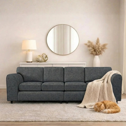 Alaska Fabric 4 Seater Full Back Sofa