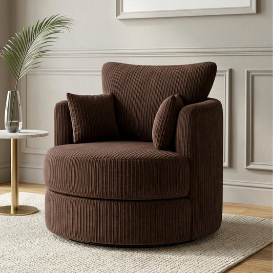 Jumbo Cord Fabric Swivel Chair