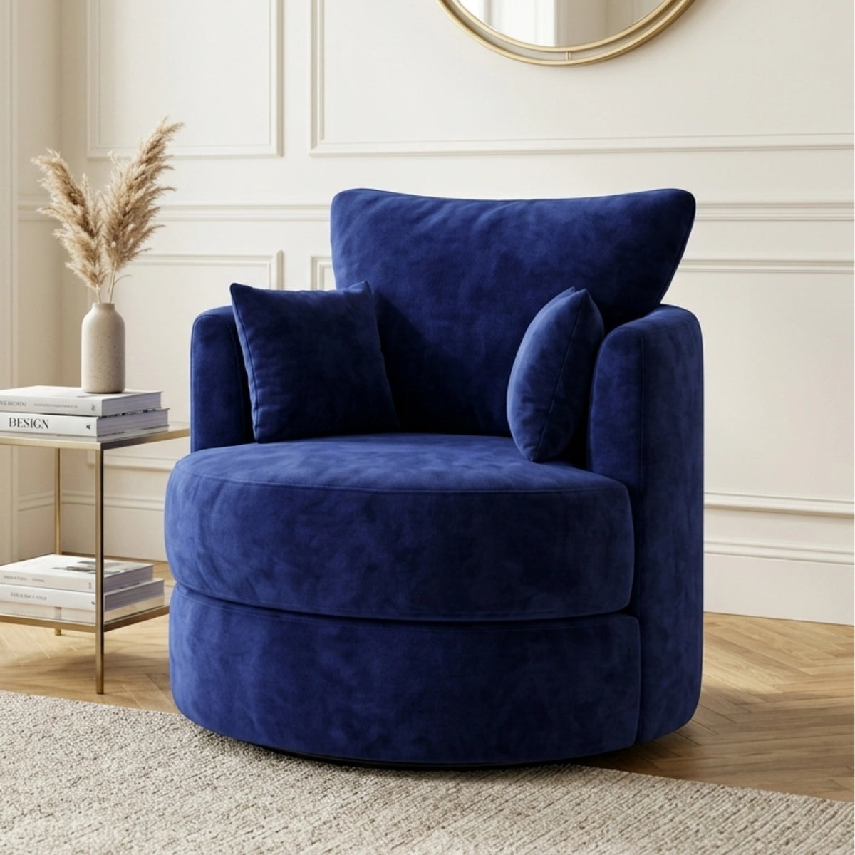 Plush Fabric Swivel Chair