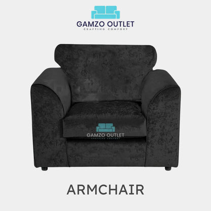 CRUSHED VELVET FULL BACK SOFA SET