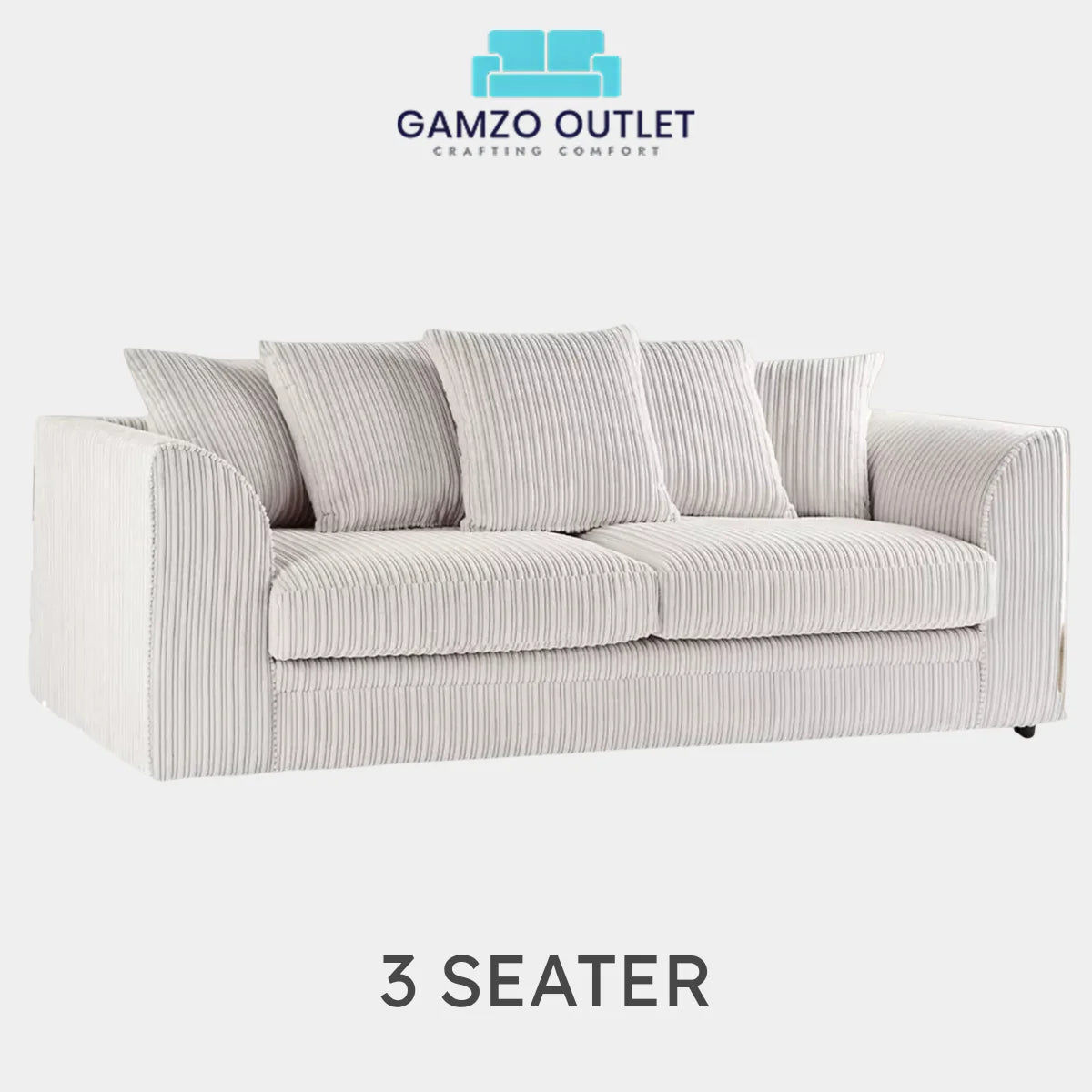 JUMBO CORD FABRIC SCATTER BACK SOFA SET