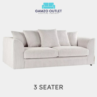 JUMBO CORD FABRIC SCATTER BACK SOFA SET