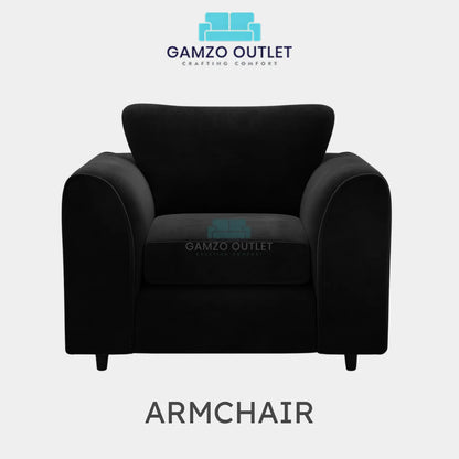 PLUSH FABRIC FULL BACK SOFA SET - Gamzo Outlet