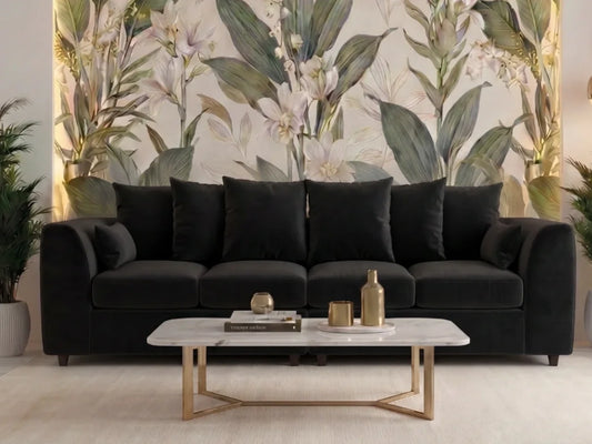 Plush Fabric 4 Seater Scatter Back Sofa