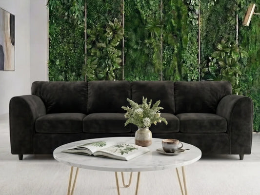 Plush Velvet 4 Seater Full Back Sofa