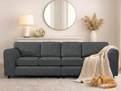 Gamzo Outlet Alaska Fabric 4 Seater Full Back Sofa showing plush cushions and full back design in a stylish living room setting.