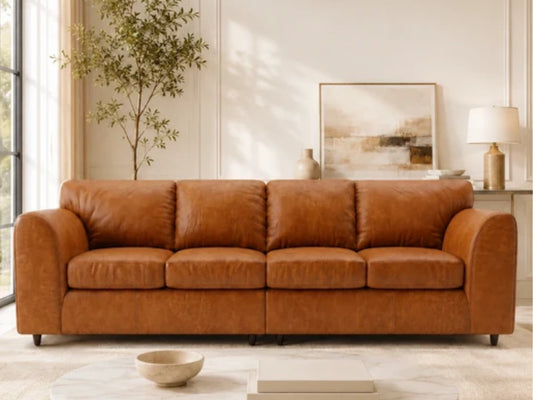 Dillon Full Back 4 Seater Leather Sofa