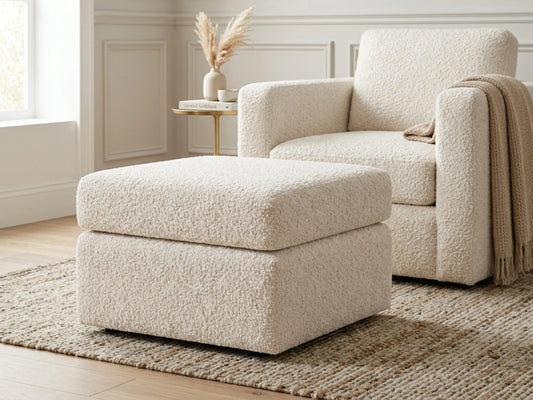 Boucle Fabric Footstool