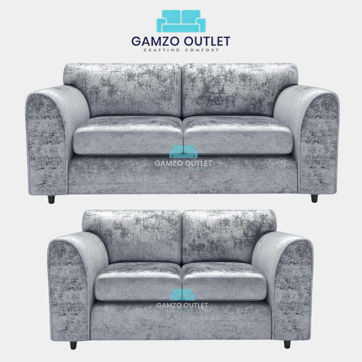 CRUSHED VELVET FULL BACK SOFA SET