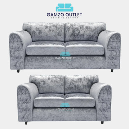 CRUSHED VELVET FULL BACK SOFA SET