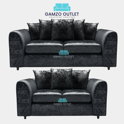 CRUSHED VELVET SCATTER BACK SOFA SET