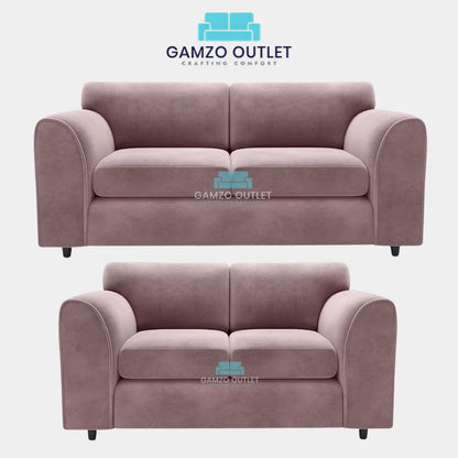 PLUSH FABRIC FULL BACK SOFA SET - Gamzo Outlet