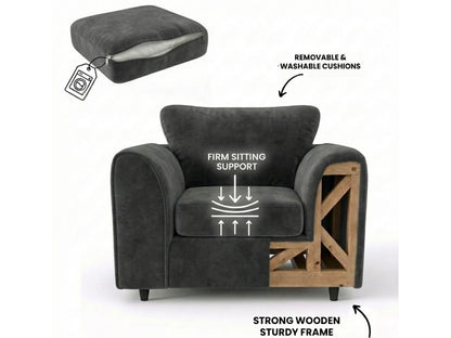 Plush Fabric Scatter Back Sofa Set
