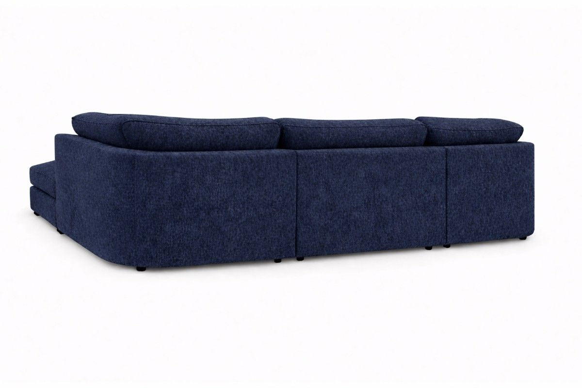Alaska Midnight Blue U-shaped sofa by Gamzo Outlet, showing plush fabric and spacious seating design.