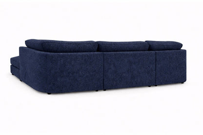 Alaska Midnight Blue U-shaped sofa by Gamzo Outlet, showing plush fabric and spacious seating design.