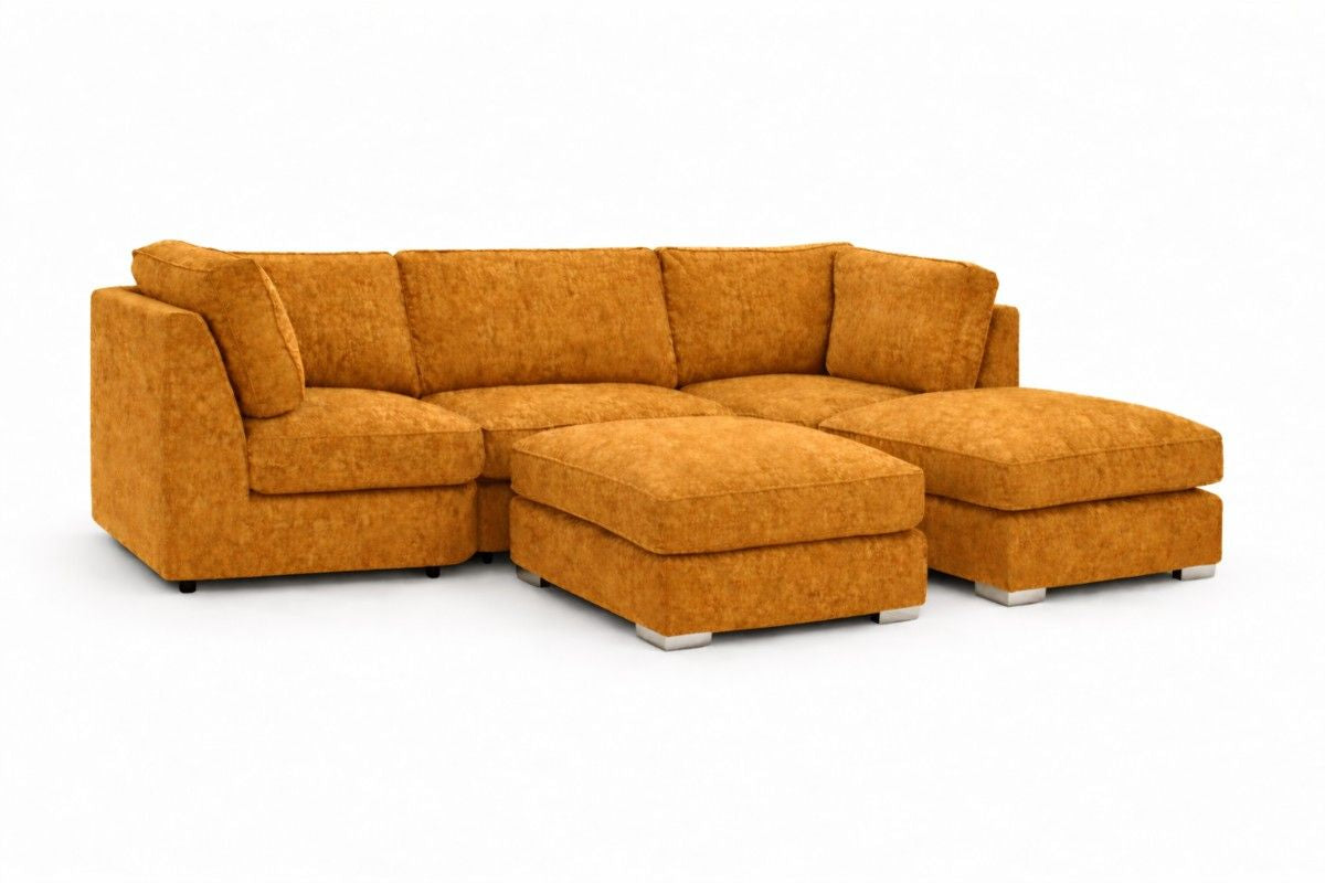 Alaska mustard U-shaped sofa by Gamzo Outlet showing plush upholstery and modern design in a living room setting.