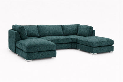 U-shaped sofa in Alaska teal color from Gamzo Outlet, featuring plush cushions and modern design.