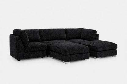 Black U-shaped gaming chair from Gamzo Outlet with ergonomic design and padded armrests, shown in Alaska-black color.