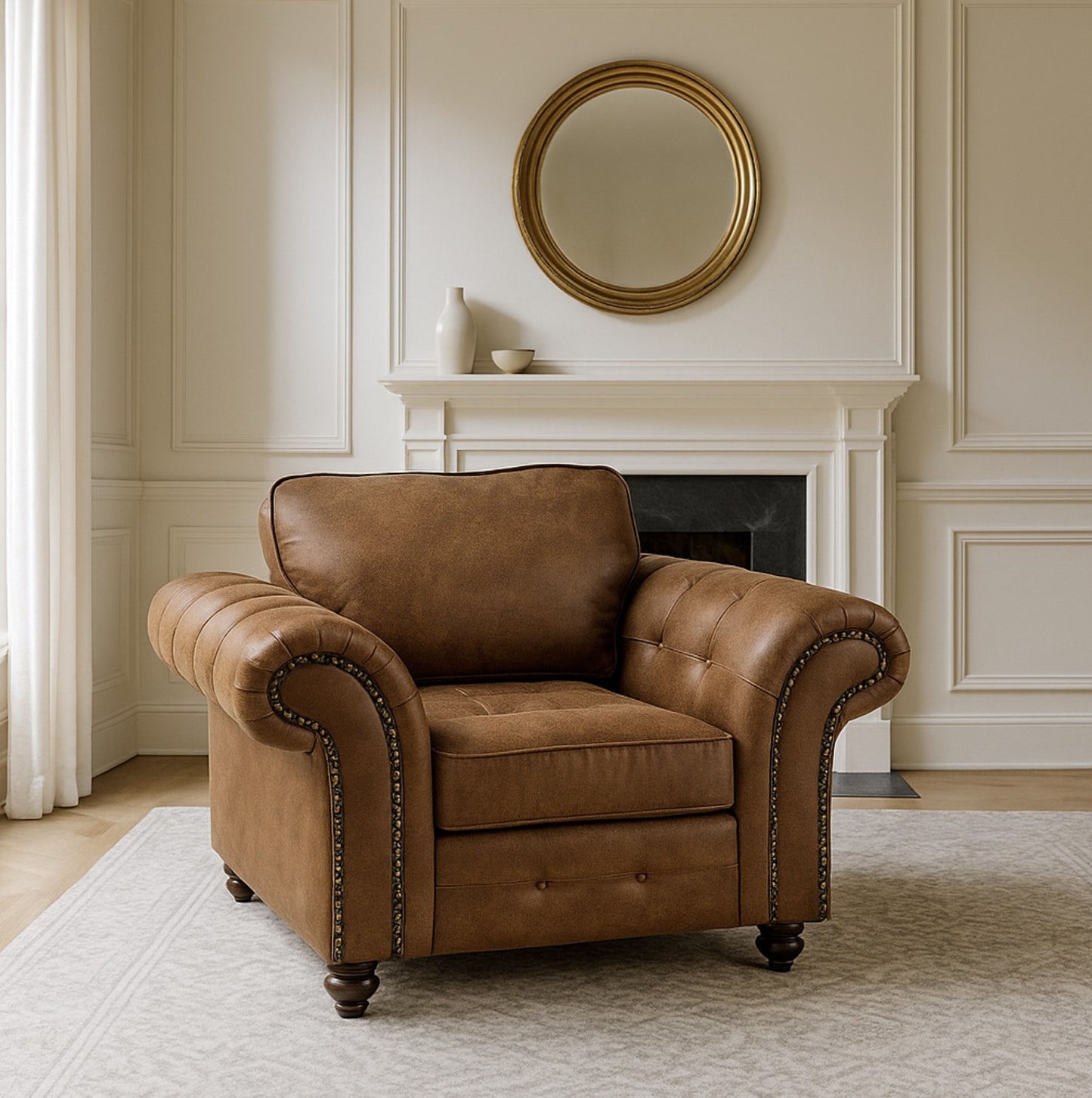 Oakland Full Back Leather Sofa - Gamzo Outlet