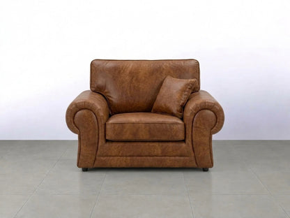 Brown leather armchair from the Wilcot full back sofa set by Gamzo Outlet, showcasing a stylish and comfortable living room design.