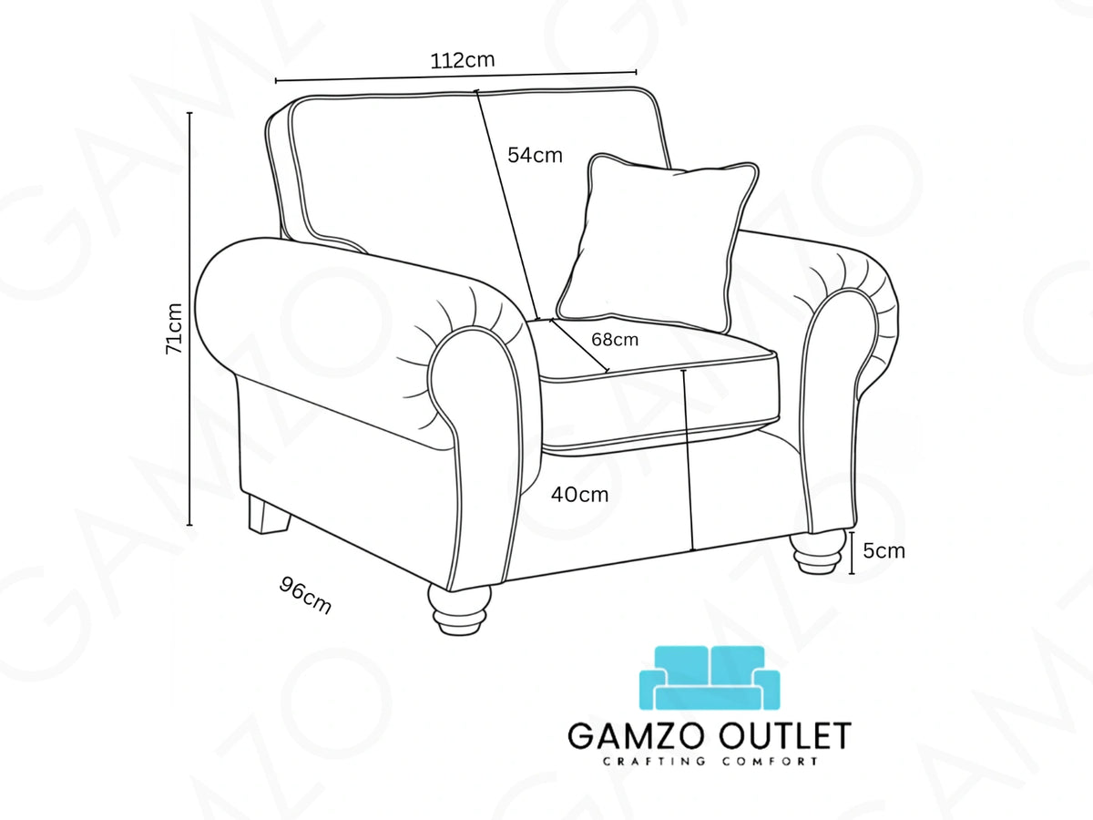 Chocolate brown leather armchair from the Wilcot full back sofa set by Gamzo Outlet, showcasing plush upholstery and stylish design.