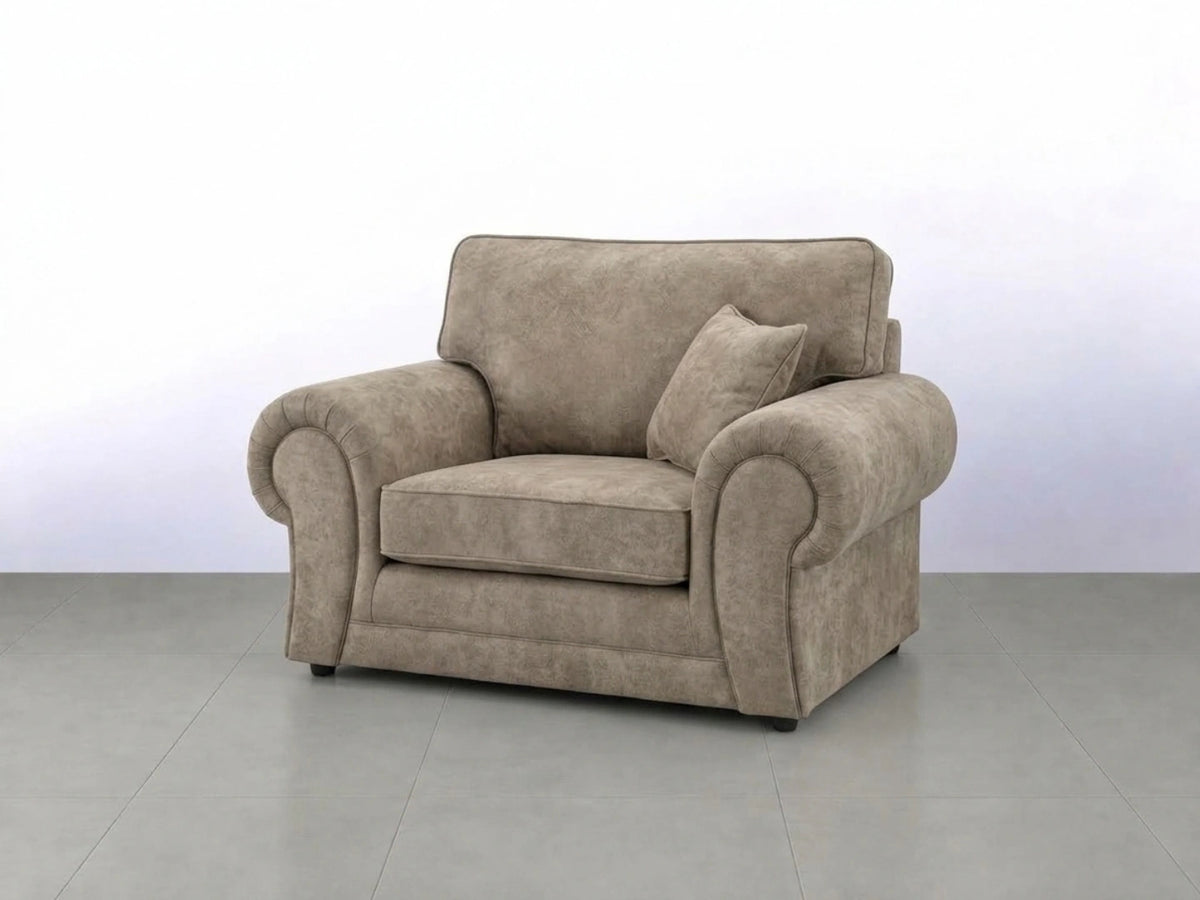 Cream leather armchair from the Wilcot full back sofa set by Gamzo Outlet, featuring plush cushioning and elegant design.