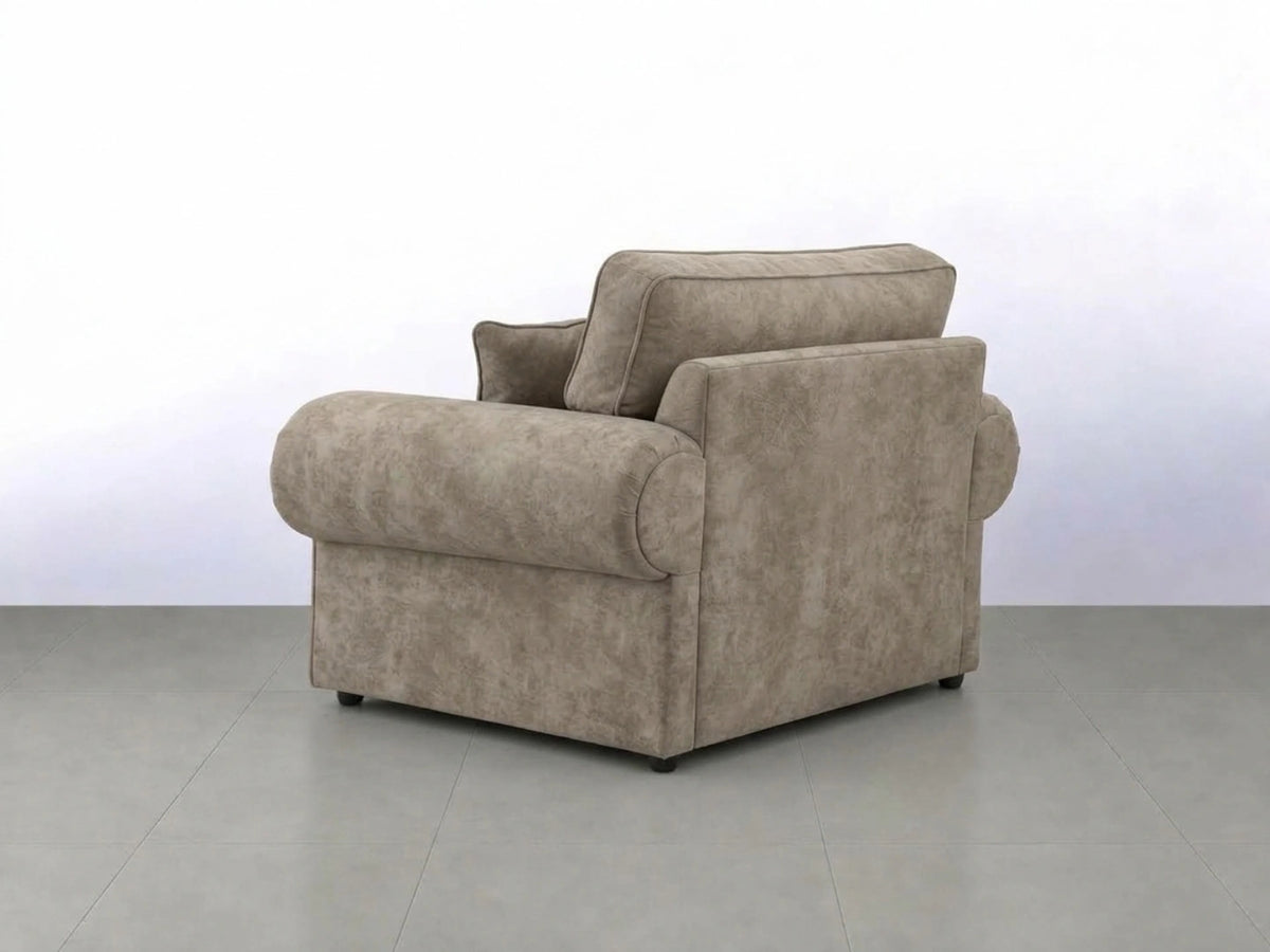 Cream leather armchair from the Wilcot full back sofa set by Gamzo Outlet, showcasing plush cushioning and stylish design.