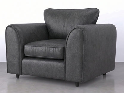 Black Dillon full back leather sofa armchair by Gamzo Outlet, featuring plush cushioning and stylish design for modern living rooms.