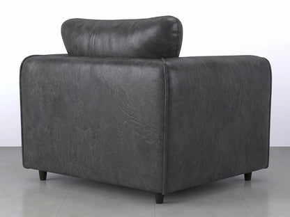 Black leather armchair from Gamzo Outlet's Dillon full back sofa set, showcasing a sleek, modern design with plush cushioning.
