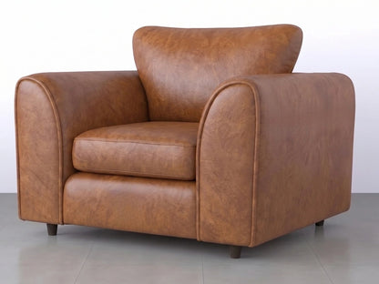 Brown Dillon full back leather armchair from Gamzo Outlet sofa set, showcasing plush cushioning and stylish design.