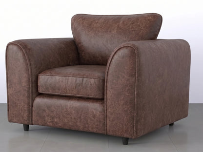 Chocolate brown Dillon full back leather sofa armchair by Gamzo Outlet, showcasing plush leather upholstery and comfortable design.