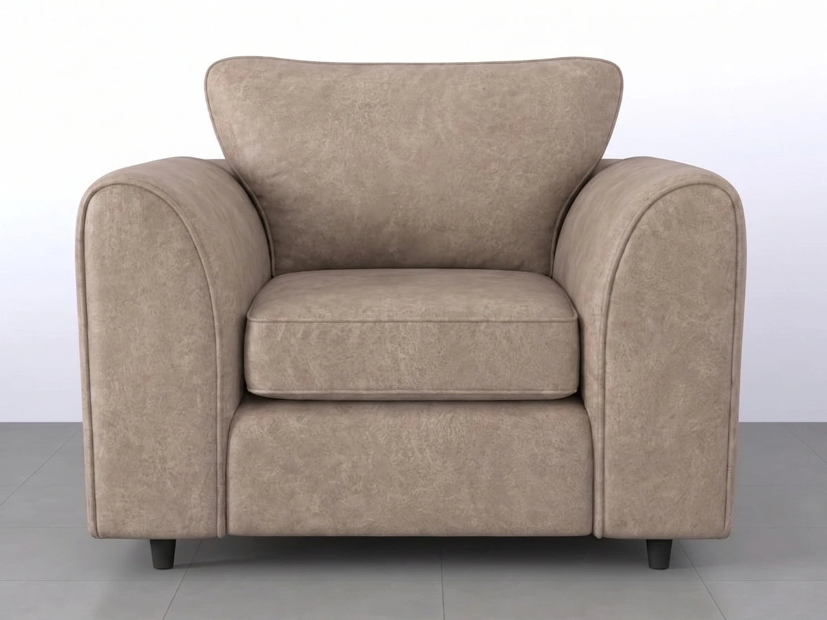 Cream full back leather sofa armchair from Gamzo Outlet's Dillon sofa set, featuring plush cushioning and stylish design.