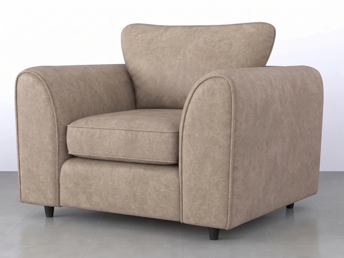 Cream leather armchair from Gamzo Outlet's Dillon full back leather sofa set, featuring plush cushioning and stylish design.